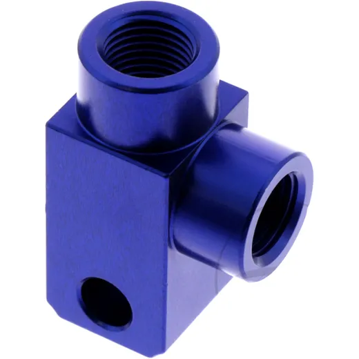 2-Wege Verteiler 90 Grad geschraubt TYP812 M10 x 1.00 blau