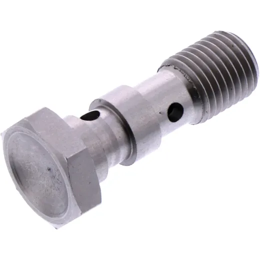 BANJO BOLT DOUBLE 3/8-24 IN SILVER for Motorcycles