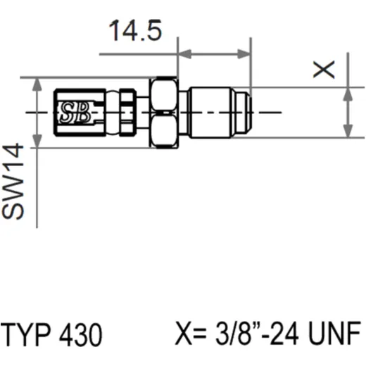 Aussengewinde beweglich Vario TYP430 3/8-24 UNF+Y Edelstahl
