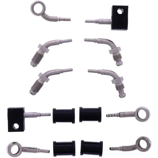 Braided steel brake hose kit fittings silver 5 piece for: Kawasaki ER - 6N