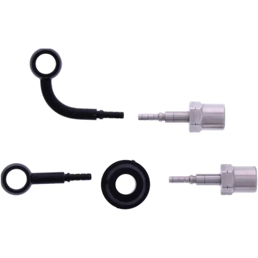 Braided steel brake hose kit fittings black 2 piece for: Kawasaki ER - 6N
