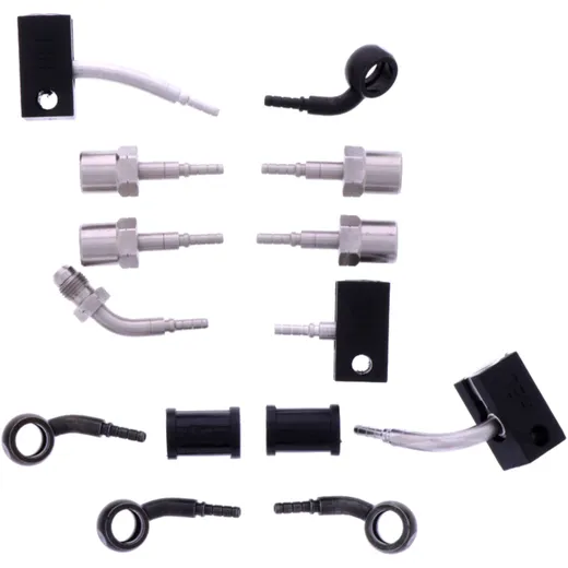 Braided steel brake hose kit fittings black six - part for: Kawasaki ZZR