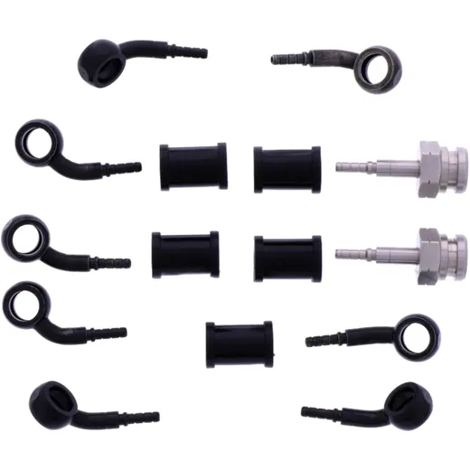 5-Piece Braided Steel Brake Hose Kit Fittings in Black