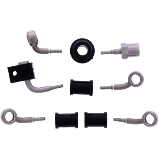 BRAIDED STEEL BRAKE HOSE KIT with Silver Fittings 3 Piece Transparent