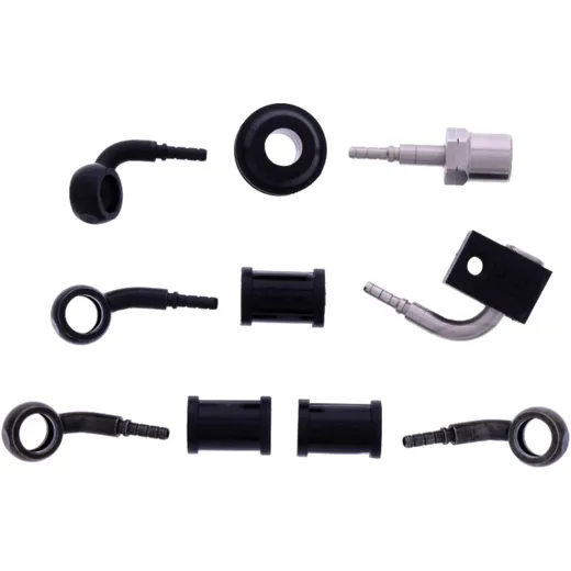 Bremsschlauch Stahlflex Kit mit schwarzen Anschlüssen, 3-teilig transparent