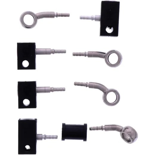 BRAIDED STEEL BRAKE HOSE KIT with Silver Fittings 4 Pieces
