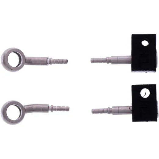 2-Piece Braided Steel Brake Hose Kit Fittings in Silver