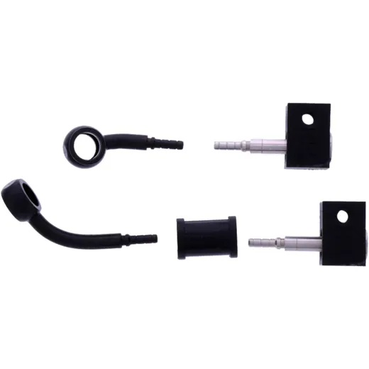 Braided Steel Brake Hose Kit Fittings Black 2 Piece