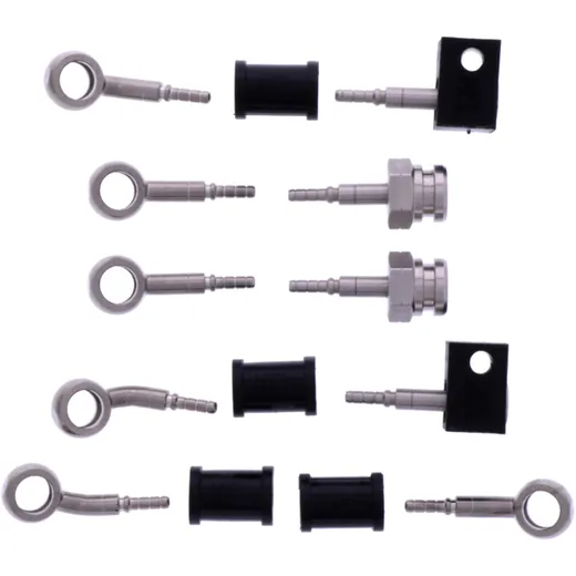 5-Piece Braided Steel Brake Hose Kit Fittings Silver