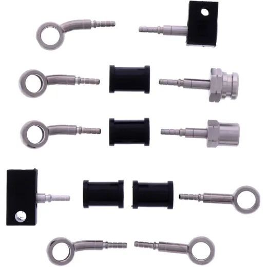 Bremsschlauch Kit aus Stahlflex mit silbernen Anschlüssen – 5-teilig