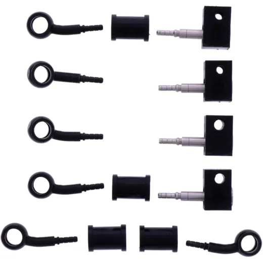 Bremsschlauch Stahlflex Kit mit schwarzen Anschlussstücken 5-teilig
