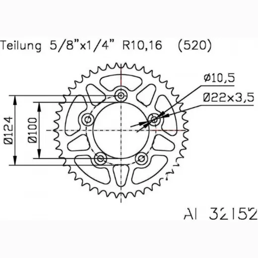 Rear sprocket aluminium 46 tooth pitch 520