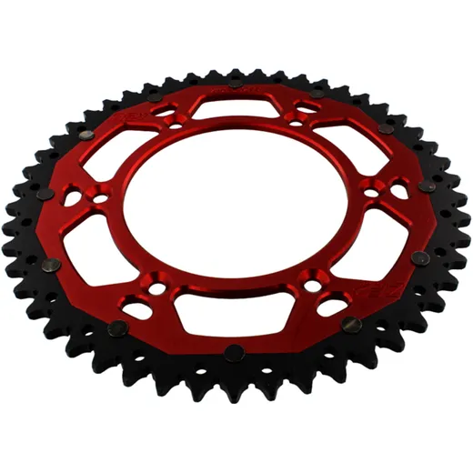 Rear sprocket dual 50 tooth pitch 520 red ZF inner diameter 125 bolt spacing 153 for: Honda CRF, CR, XR