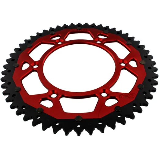 Rear sprocket dual 52 tooth pitch 520 red ZF inner diameter 125 bolt spacing 153 for: Honda CRF, CR, XR