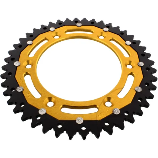 Rear sprocket dual 44 tooth pitch 520 gold ZF inner diameter 125 bolt spacing 150 for: Husqvarna FE, FC, TE
