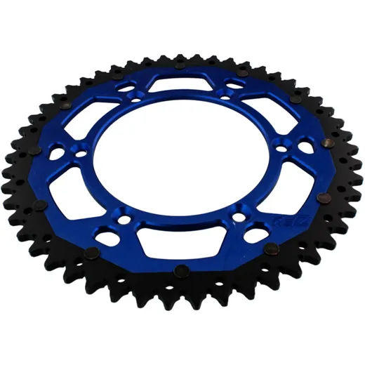 Rear sprocket dual 51 tooth pitch 520 blue ZF inner diameter 130 bolt spacing 150 for: Fantic XEF, XX, XXF