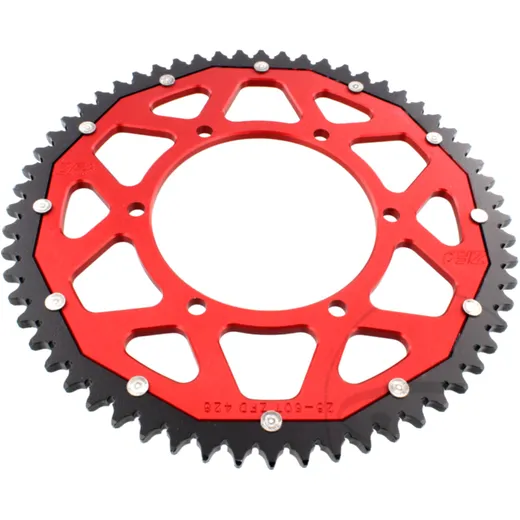 Rear sprocket dual 60 tooth pitch 428 red ZF inner diameter 108 bolt spacing 123 for: Aprilia RS, RS4, Tuono