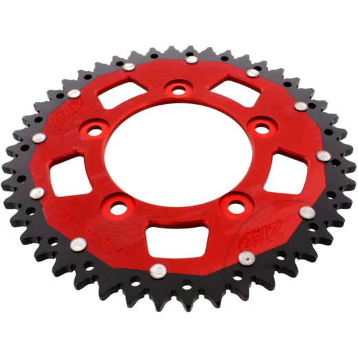 Rear sprocket dual 46 tooth pitch 520 red ZF inner diameter 100 bolt spacing 124 for: Ducati Scrambler, Monster, Panigale