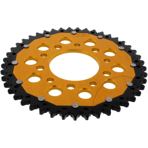 Rear sprocket dual 45 tooth pitch 525 gold ZF inner diameter 080 bolt spacing 110 for: Honda CB, VT, XRV