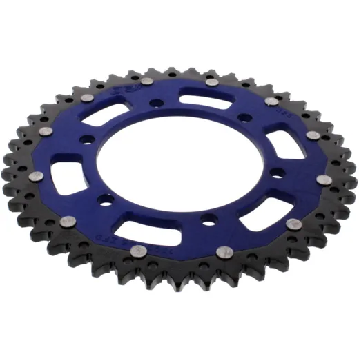 Rear sprocket dual 45 tooth pitch 525 blue ZF inner diameter 120 bolt spacing 140 for: Triumph Bonneville, Thruxton, Scrambler