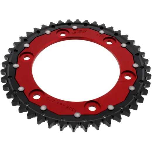 Rear sprocket dual 44 tooth pitch 530 red ZF inner diameter 134 bolt spacing 160 for: Honda CBR, VTR