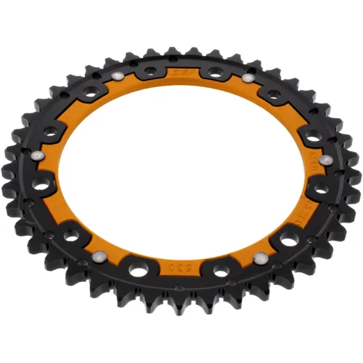 Rear sprocket dual 43 tooth pitch 530 gold ZF inner diameter 154 bolt spacing 176 for: Honda VFR, CB