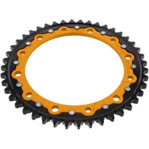 Rear sprocket dual 44 tooth pitch 530 gold ZF inner diameter 154 bolt spacing 176 for: Honda VFR, CB