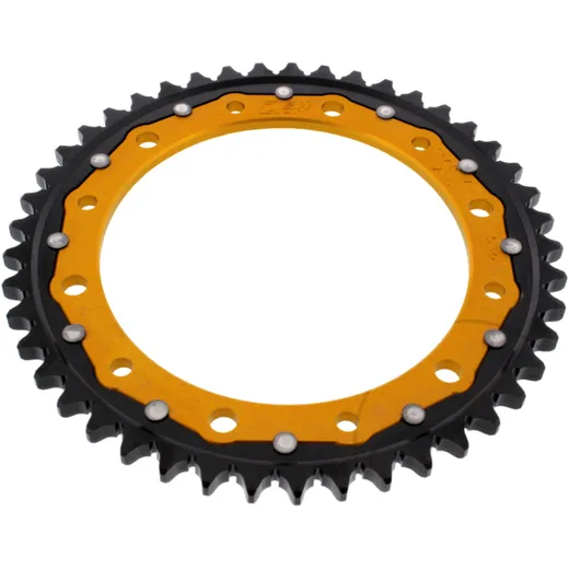 Rear sprocket dual 45 tooth pitch 530 gold ZF inner diameter 154 bolt spacing 176 for: Honda VFR, CB
