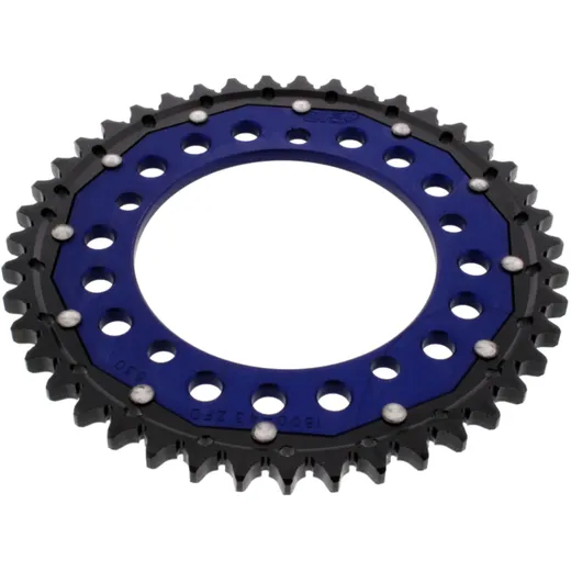 Rear sprocket dual 43 tooth pitch 530 blue ZF inner diameter 120 bolt spacing 140 for: Triumph Tiger, Sprint, Daytona