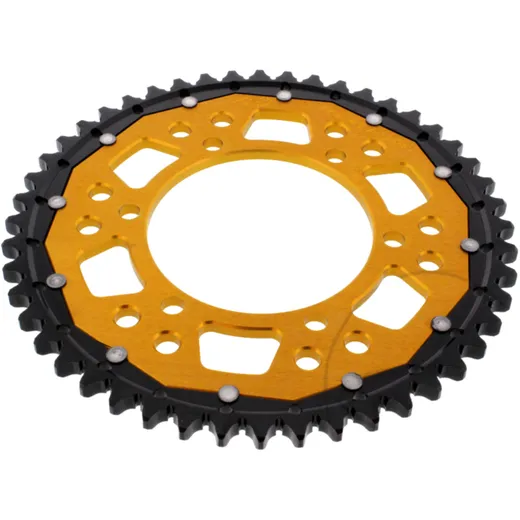 Rear sprocket dual 48 tooth pitch 530 gold ZF inner diameter 110 bolt spacing 130 for: MZ/MUZ 1000