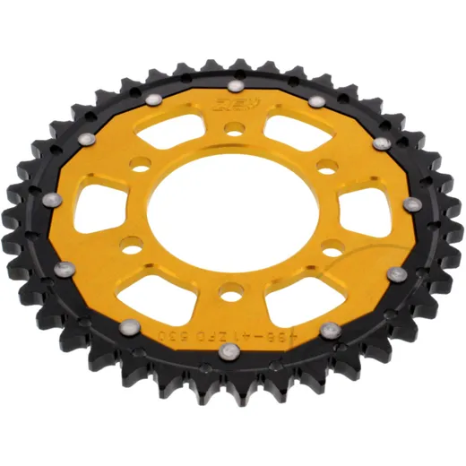 Rear sprocket dual 41 tooth pitch 530 gold ZF inner diameter 080 bolt spacing 104 for: Kawasaki ZRX, ZX - 9R, ZX - 12R