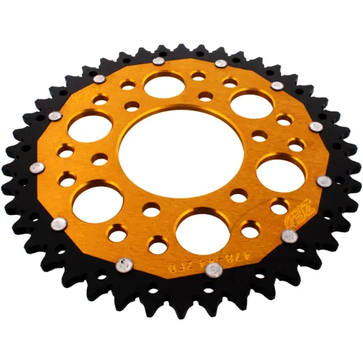 Rear sprocket dual 44 tooth pitch 520 gold ZF inner diameter 080 bolt spacing 104 for: Kawasaki Z, ZX - 6R, KLE