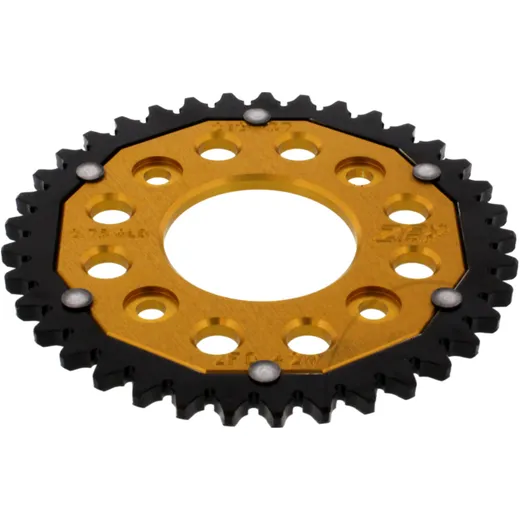REAR SPROCKET DUAL 37 TOOTH PITCH 420 GOLD ZF INNER DIAMETER 058 BOLT SPACING 090