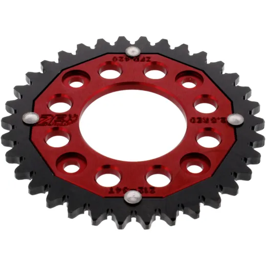 Kettenrad Dual 34Z Teilung 420 rot ZF Innendurchmesser 058 Lochkreis 090