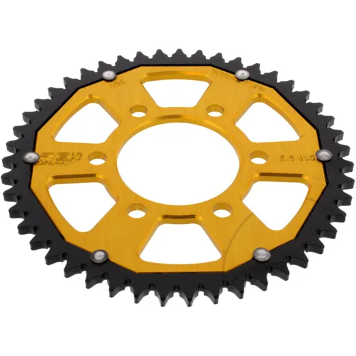 Rear sprocket dual 47 tooth pitch 428 gold ZF inner diameter 068 bolt spacing 090 for: Honda CB