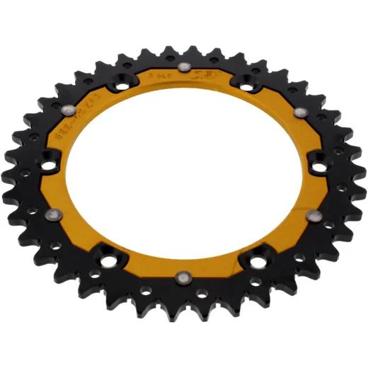Rear sprocket dual 40 tooth pitch 520 gold ZF inner diameter 136 bolt spacing 156 for: Husqvarna TE, WR, SM, CR