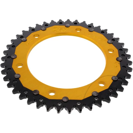 Rear sprocket dual 43 tooth pitch 525 gold ZF inner diameter 134 bolt spacing 160 for: Honda CBR, NT