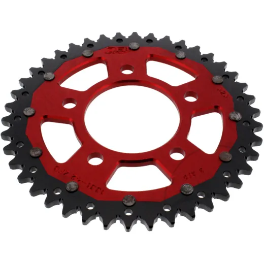 Rear sprocket dual 42 tooth pitch 525 red ZF inner diameter 080 bolt spacing 110 for: Honda CRF