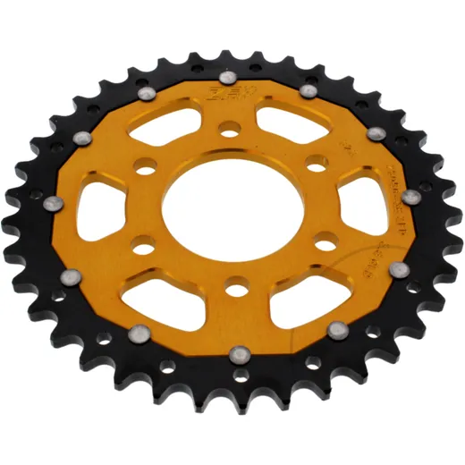 Rear sprocket dual 38 tooth pitch 525 gold ZF inner diameter 61. 5 bolt spacing 088 for: Royal Enfield Himalayan