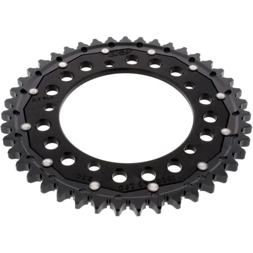 Rear sprocket dual 43 tooth pitch 530 black ZF inner diameter 120 bolt spacing 140 for: Triumph Tiger, Sprint, Daytona
