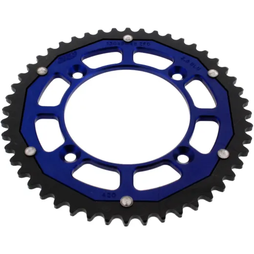 Rear sprocket dual 48 tooth pitch 420 blue ZF inner diameter 100 bolt spacing 120 for: Yamaha YZ