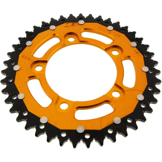 Rear sprocket dual 43 tooth pitch 525 gold ZF inner diameter 100 bolt spacing 120 for: Aprilia RSV4, Tuono