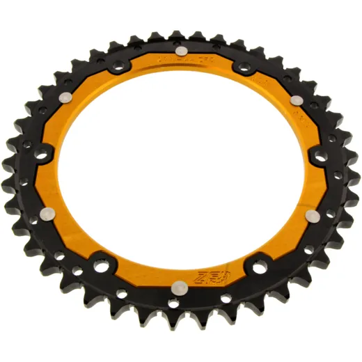 Rear sprocket dual 44 tooth pitch 530 gold ZF inner diameter 155 bolt spacing 176 for: Triumph Speed Triple, Sprint, Daytona