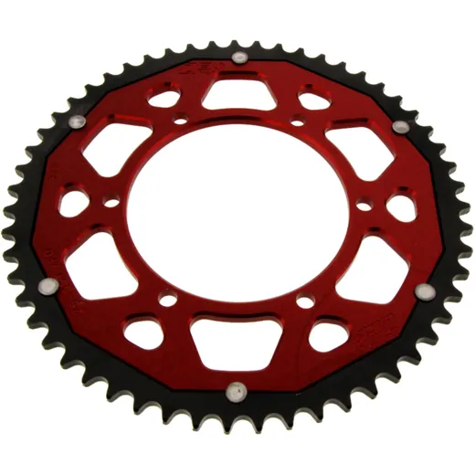 Rear sprocket dual 55 tooth pitch 428 red ZF inner diameter 108 bolt spacing 123 for: Aprilia RS, RS4, Tuono