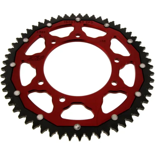 Kettenrad Dual 57Z Teilung 428 rot ZF Innendurchmesser 105 Lochkreis 125 passend für: F. B Mondial SMX, HPS, Flat Track