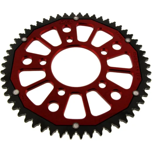 Rear sprocket dual 54 tooth pitch 428 red ZF inner diameter 074 bolt spacing 100 for: SWM SM, SMT