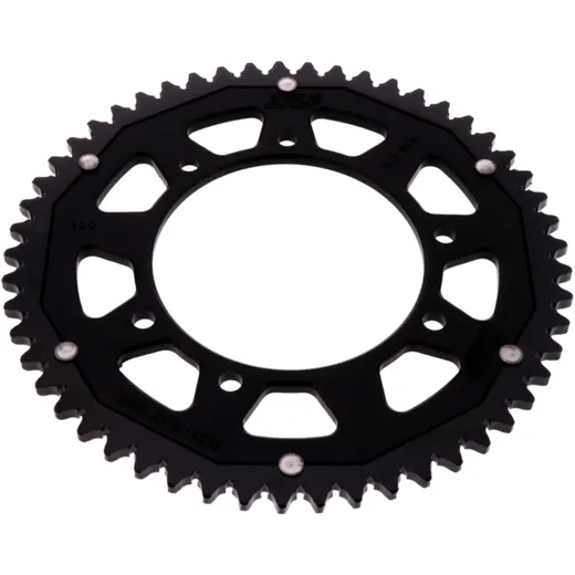 Rear sprocket dual 53 tooth pitch 420 black ZF inner diameter 105 bolt spacing 125 for: Derbi Senda