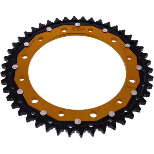 Rear sprocket dual 46 tooth pitch 530 gold ZF inner diameter 154 bolt spacing 176 for: Honda VFR, CB