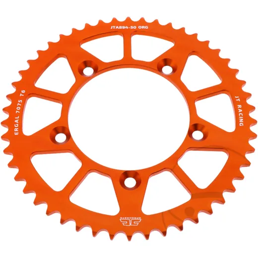 Rear sprocket aluminium 50 tooth pitch 420 orange JT inner diameter 098 bolt spacing 115 for: KTM SX