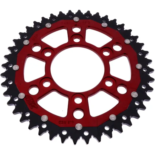 Rear sprocket dual 44 tooth pitch 525 red ZF inner diameter 080 bolt spacing 104 for: Kawasaki Z, ZX - 10R, KLZ